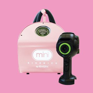 Pink Mini Sidekick with a darker pink color background to stand out